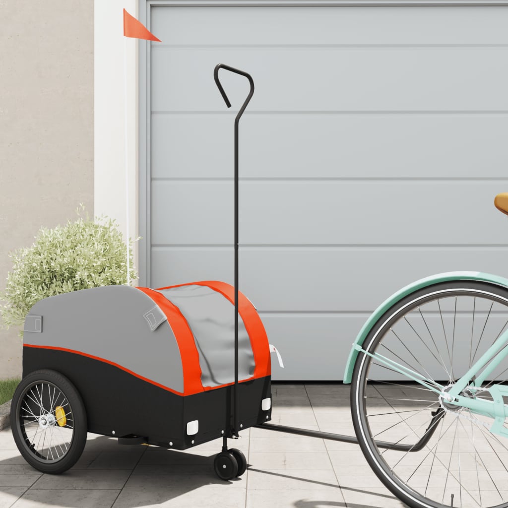 Fietstrailer 30 kg ijzer zwart en oranje 52 x 123 x 53 cm orange