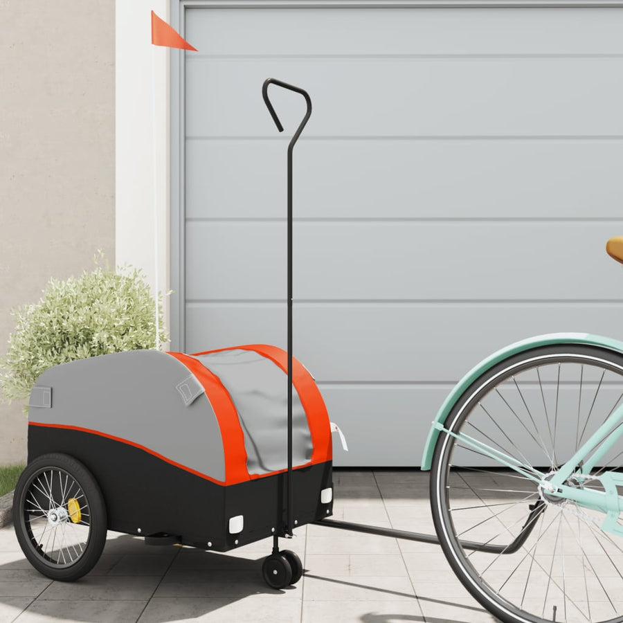 Fietstrailer 30 kg ijzer zwart en oranje 52 x 123 x 53 cm orange