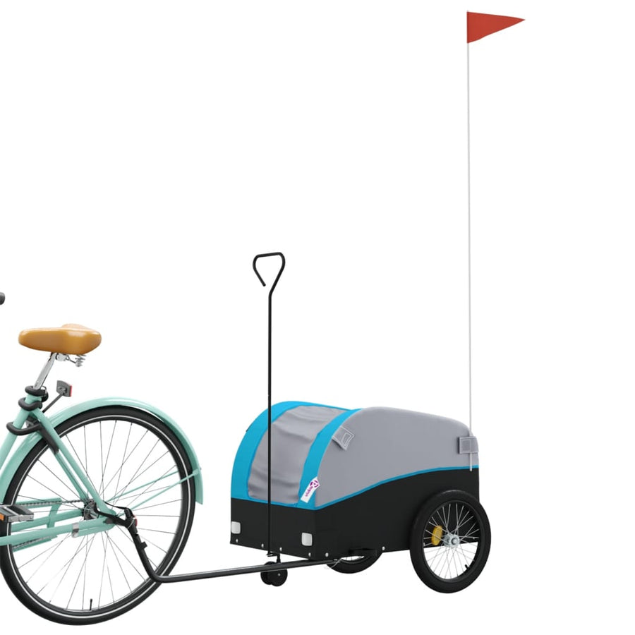 Fietstrailer 30 kg ijzer zwart en blauw 52 x 123 x 53 cm Blauw