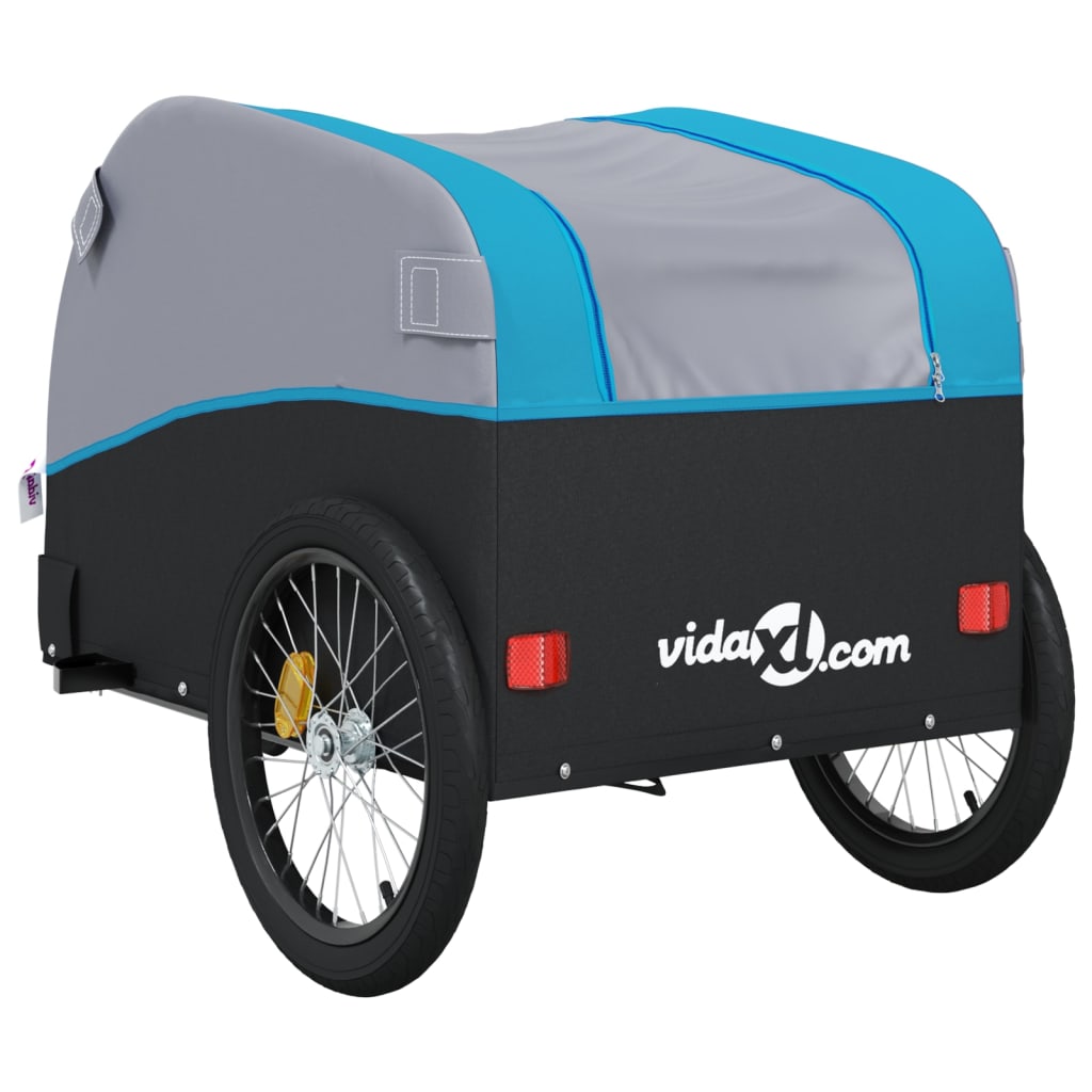 Fietstrailer 30 kg ijzer zwart en blauw 52 x 123 x 53 cm Blauw
