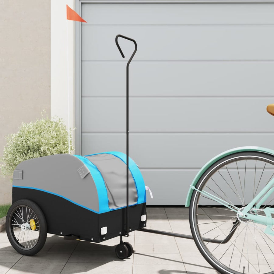 Fietstrailer 30 kg ijzer zwart en blauw 52 x 123 x 53 cm Blauw