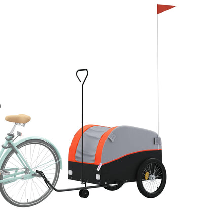 Fietstrailer 45 kg ijzer zwart en oranje