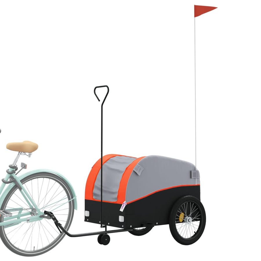 Fietstrailer 45 kg ijzer zwart en oranje