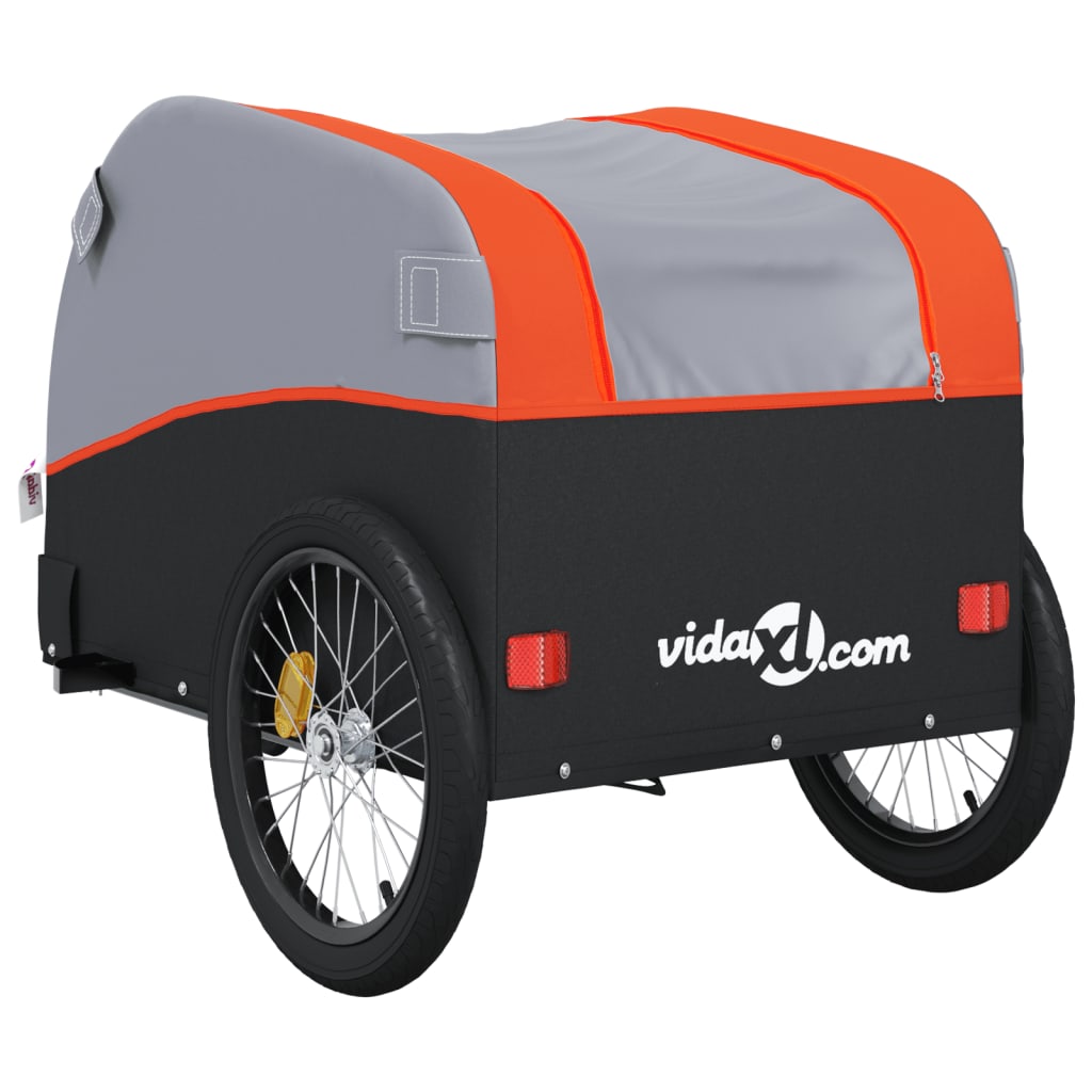 Fietstrailer 45 kg ijzer zwart en oranje