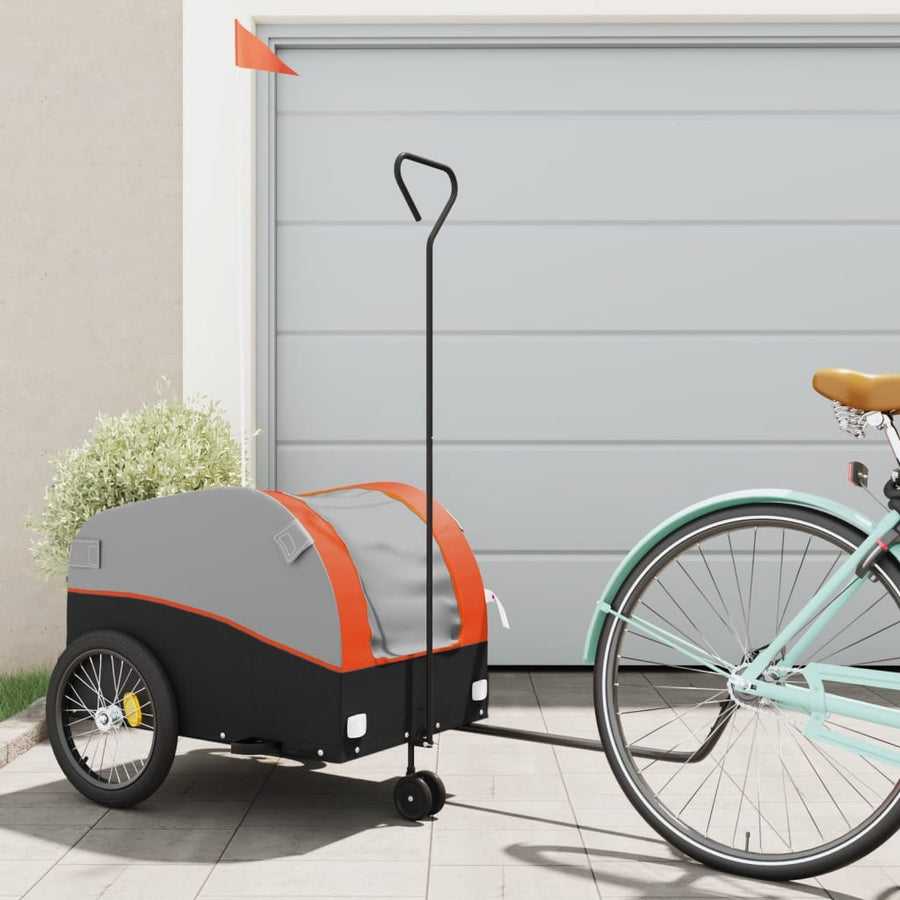 Fietstrailer 45 kg ijzer zwart en oranje