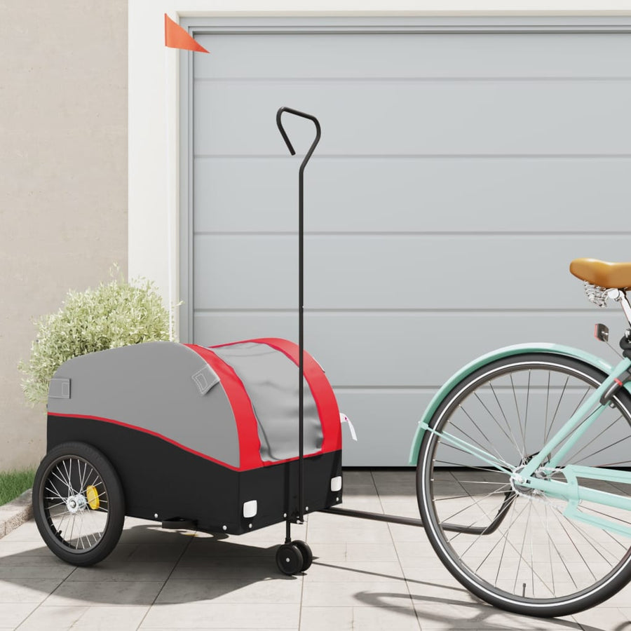 Fietstrailer 45 kg ijzer zwart en rood