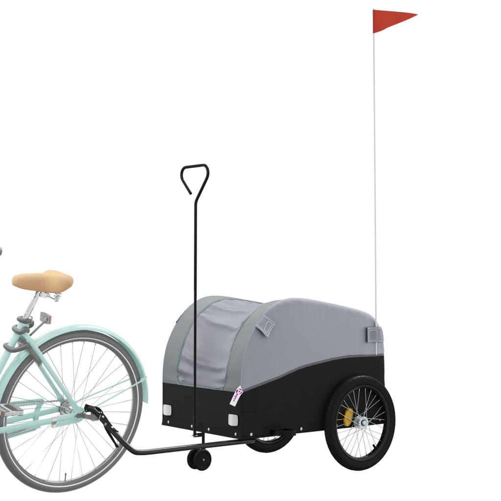 Fietstrailer 45 kg ijzer zwart en grijs