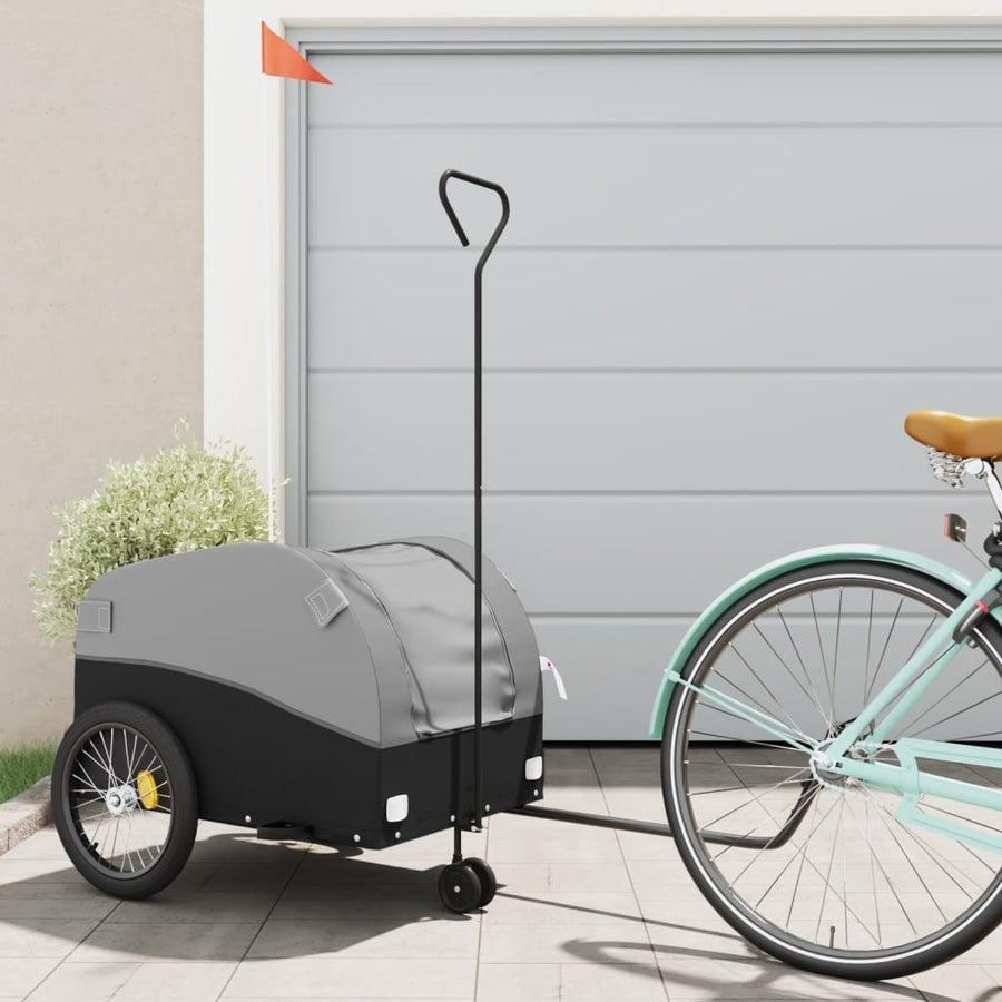 Fietstrailer 45 kg ijzer zwart en grijs