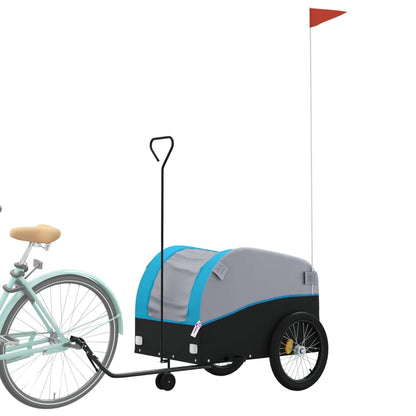 Fietstrailer 45 kg ijzer zwart en blauw