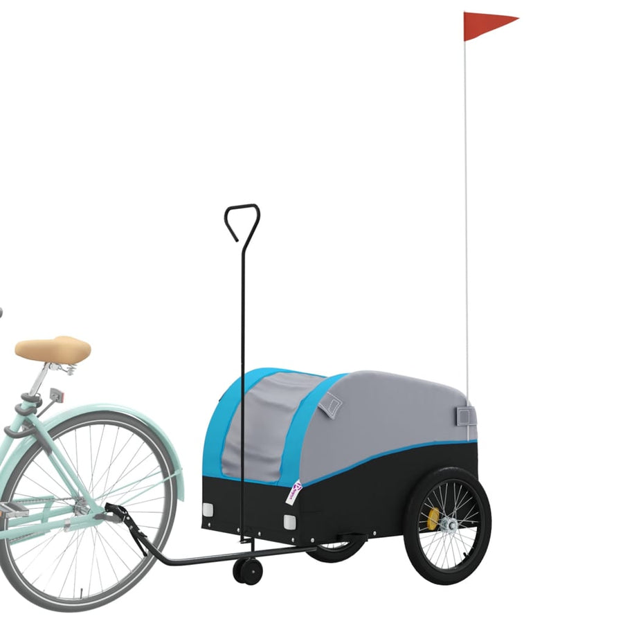 Fietstrailer 45 kg ijzer zwart en blauw
