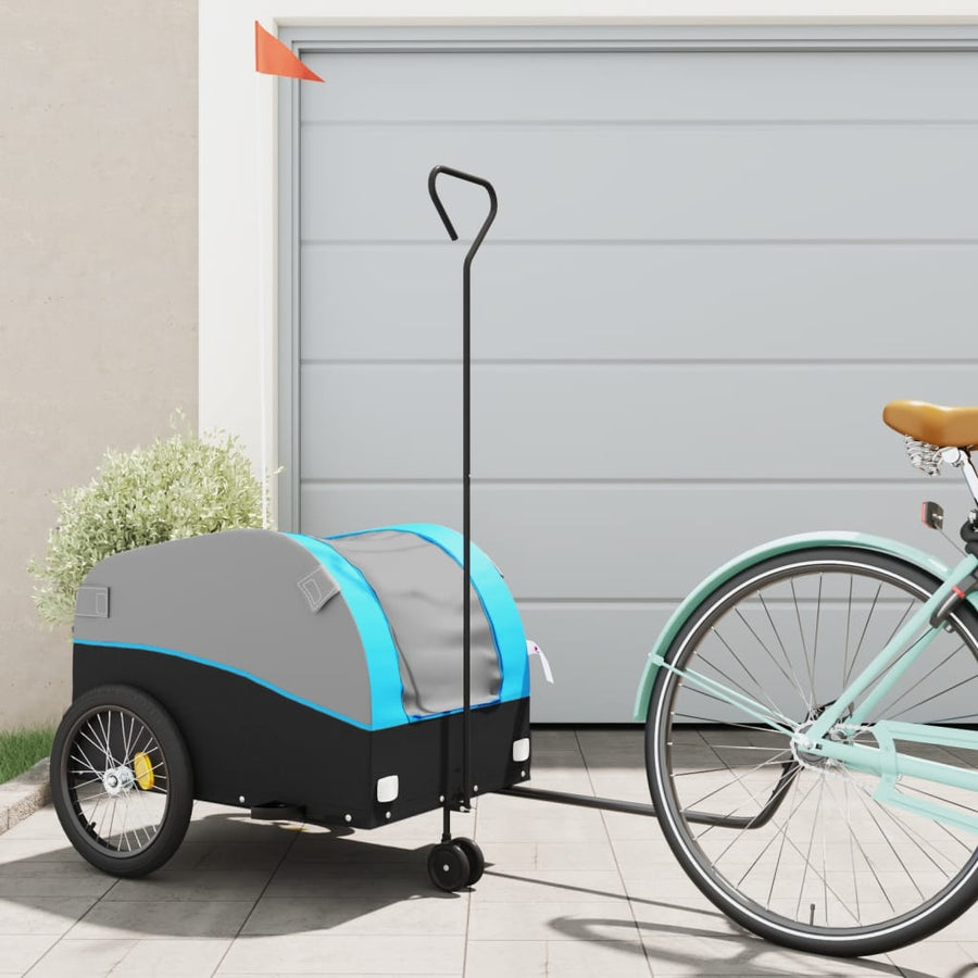 Fietstrailer 45 kg ijzer zwart en blauw