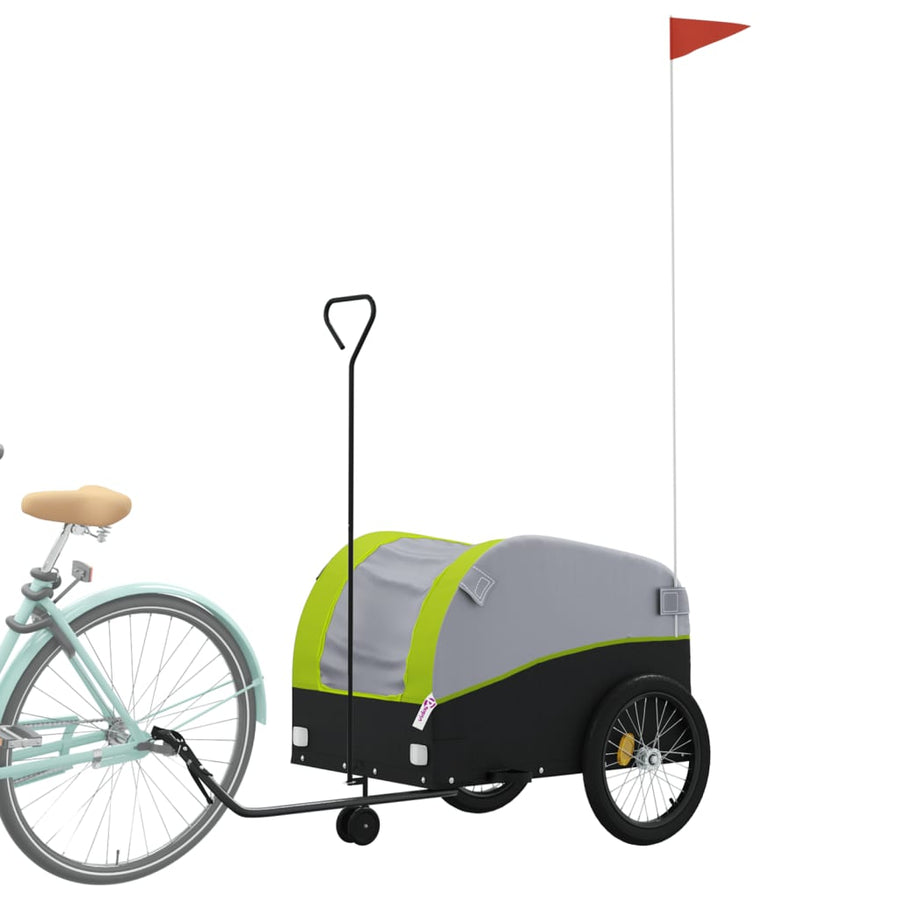 Fietstrailer 45 kg ijzer zwart en groen