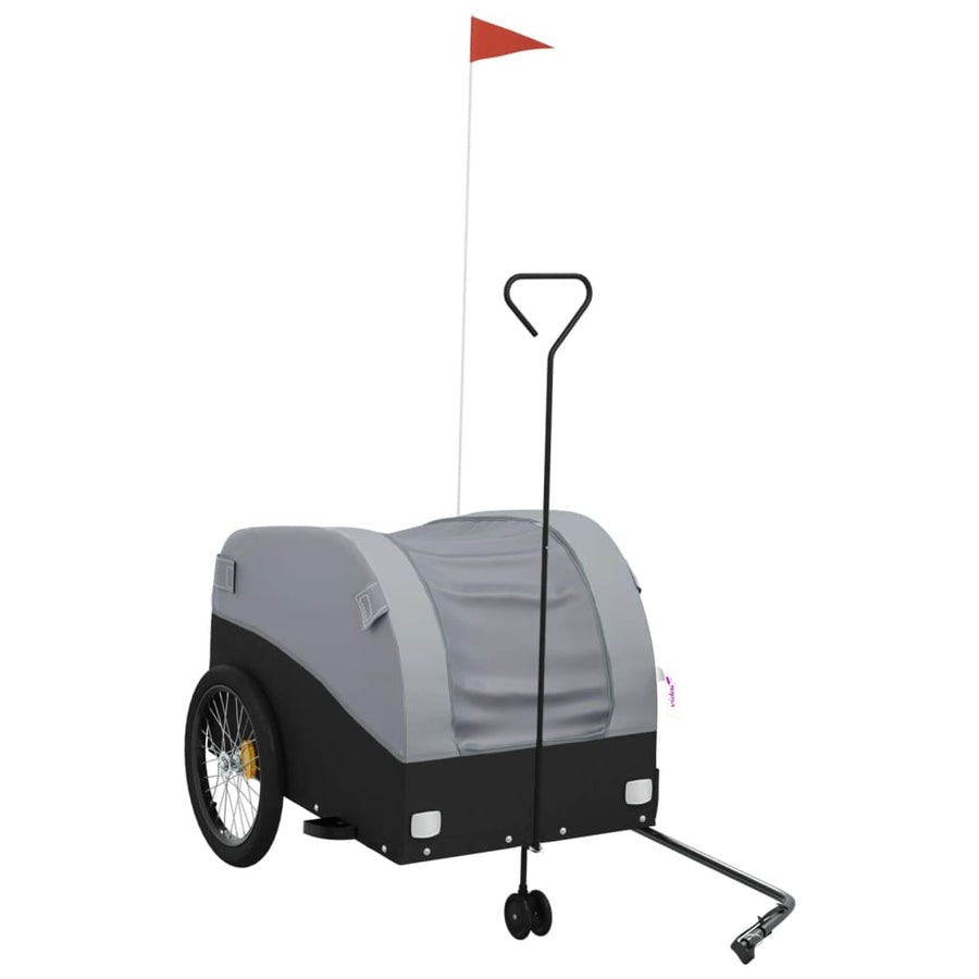 Fietstrailer 45 kg ijzer zwart en grijs 68 x 133 x 68 cm Grijs