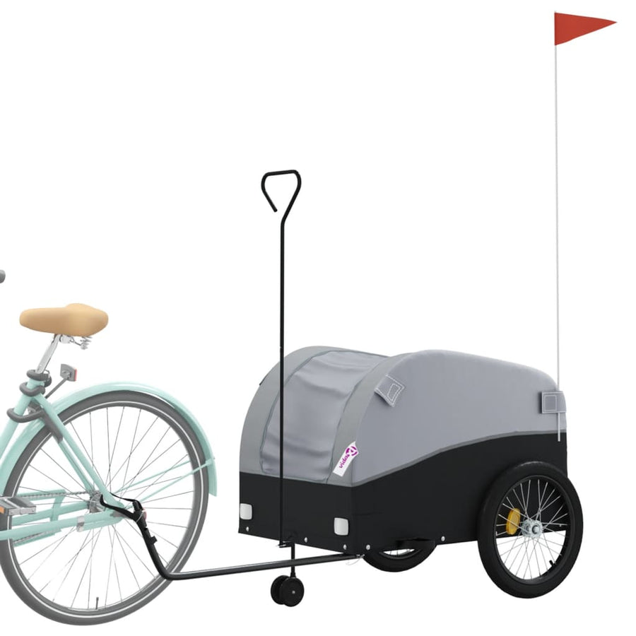 Fietstrailer 45 kg ijzer zwart en grijs 68 x 133 x 68 cm Grijs