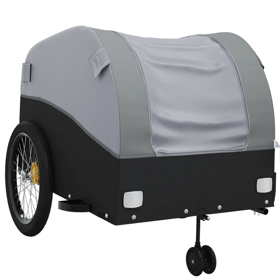 Fietstrailer 45 kg ijzer zwart en grijs 68 x 133 x 68 cm Grijs