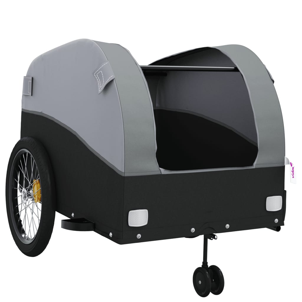 Fietstrailer 45 kg ijzer zwart en grijs 68 x 133 x 68 cm Grijs