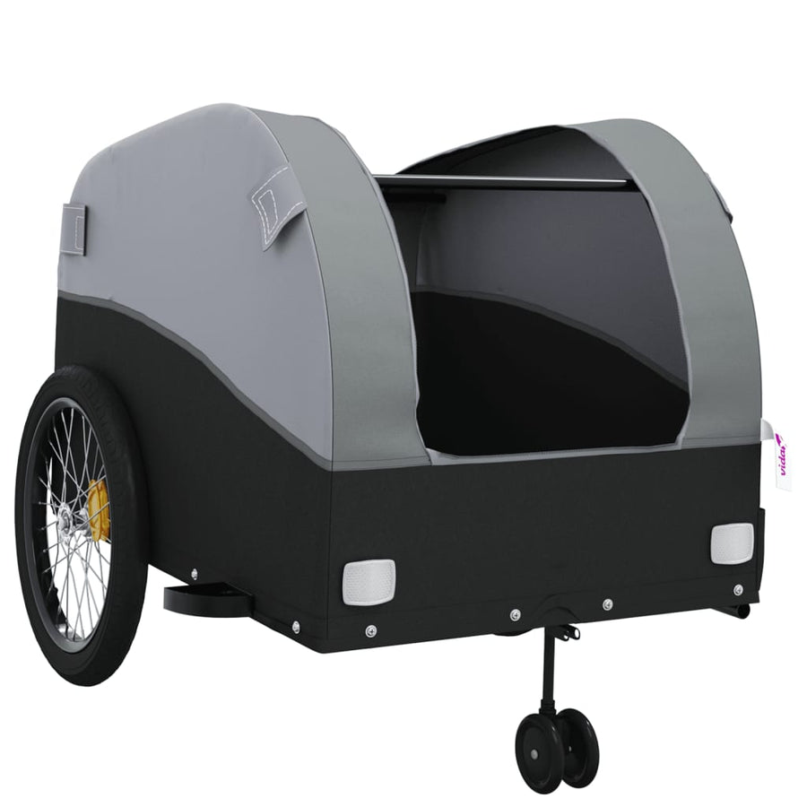 Fietstrailer 45 kg ijzer zwart en grijs 68 x 133 x 68 cm Grijs
