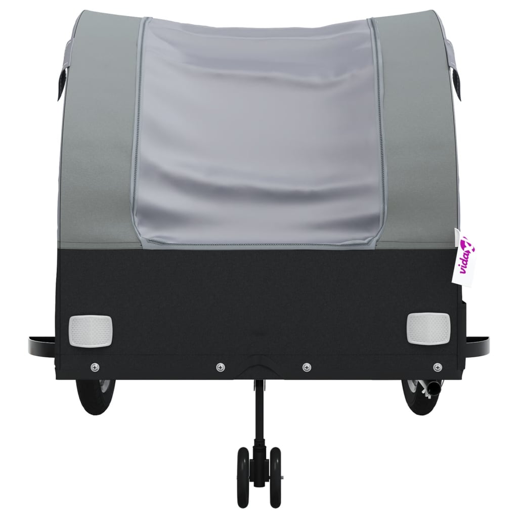 Fietstrailer 45 kg ijzer zwart en grijs 68 x 133 x 68 cm Grijs