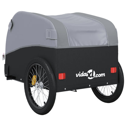 Fietstrailer 45 kg ijzer zwart en grijs 68 x 133 x 68 cm Grijs