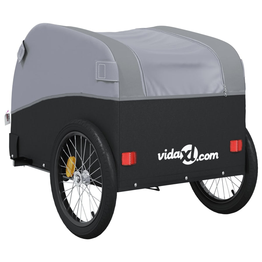 Fietstrailer 45 kg ijzer zwart en grijs 68 x 133 x 68 cm Grijs