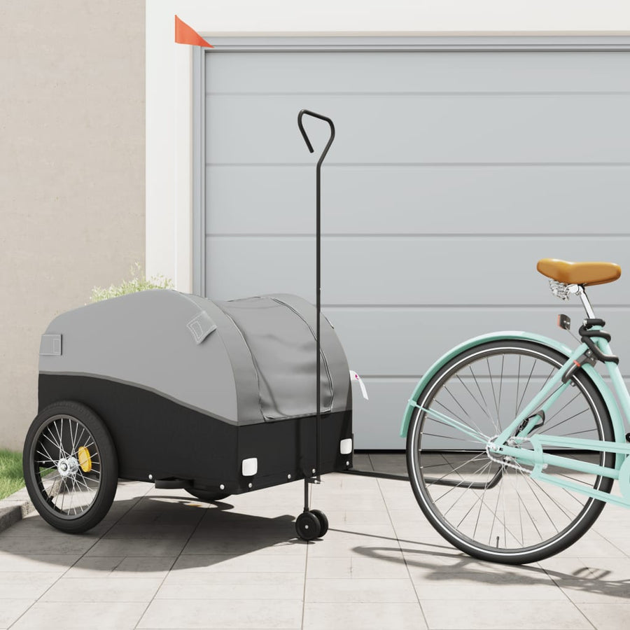 Fietstrailer 45 kg ijzer zwart en grijs 68 x 133 x 68 cm Grijs