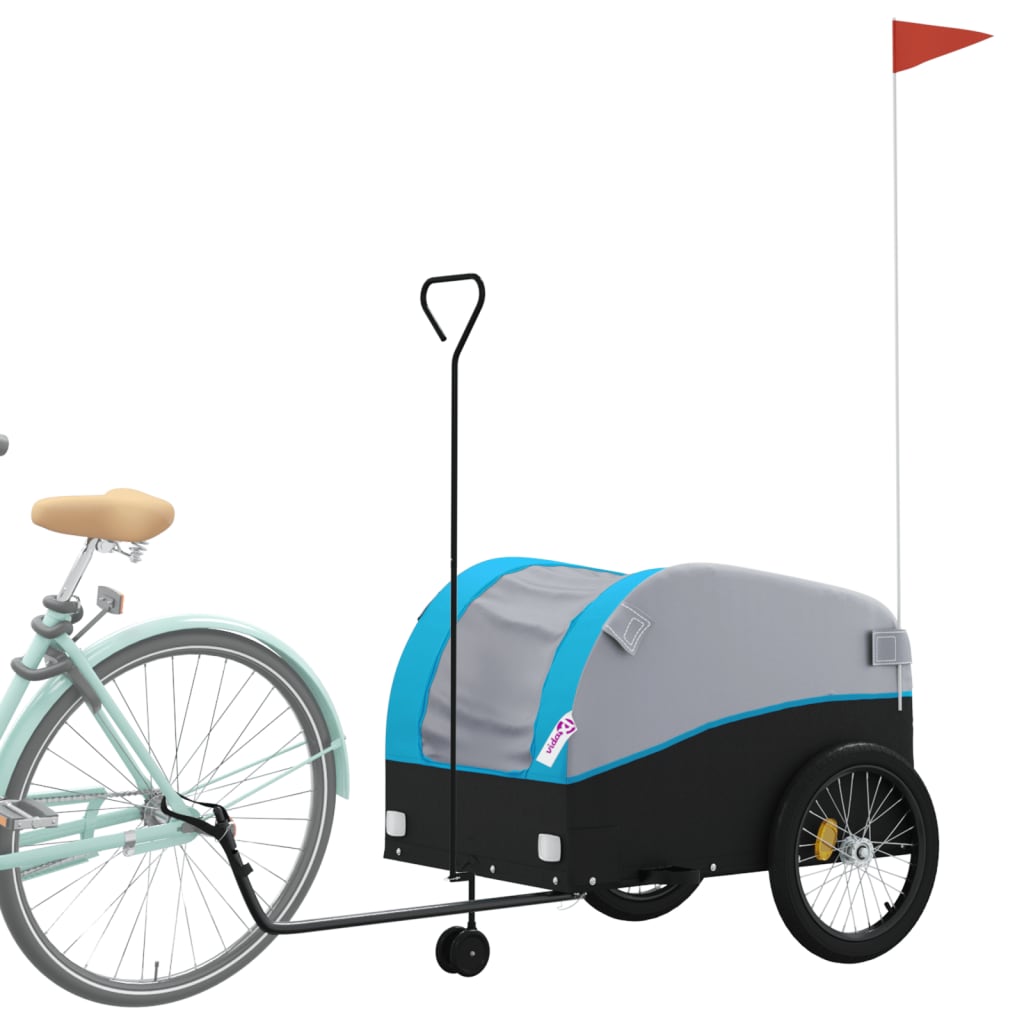 Fietstrailer 45 kg ijzer zwart en blauw