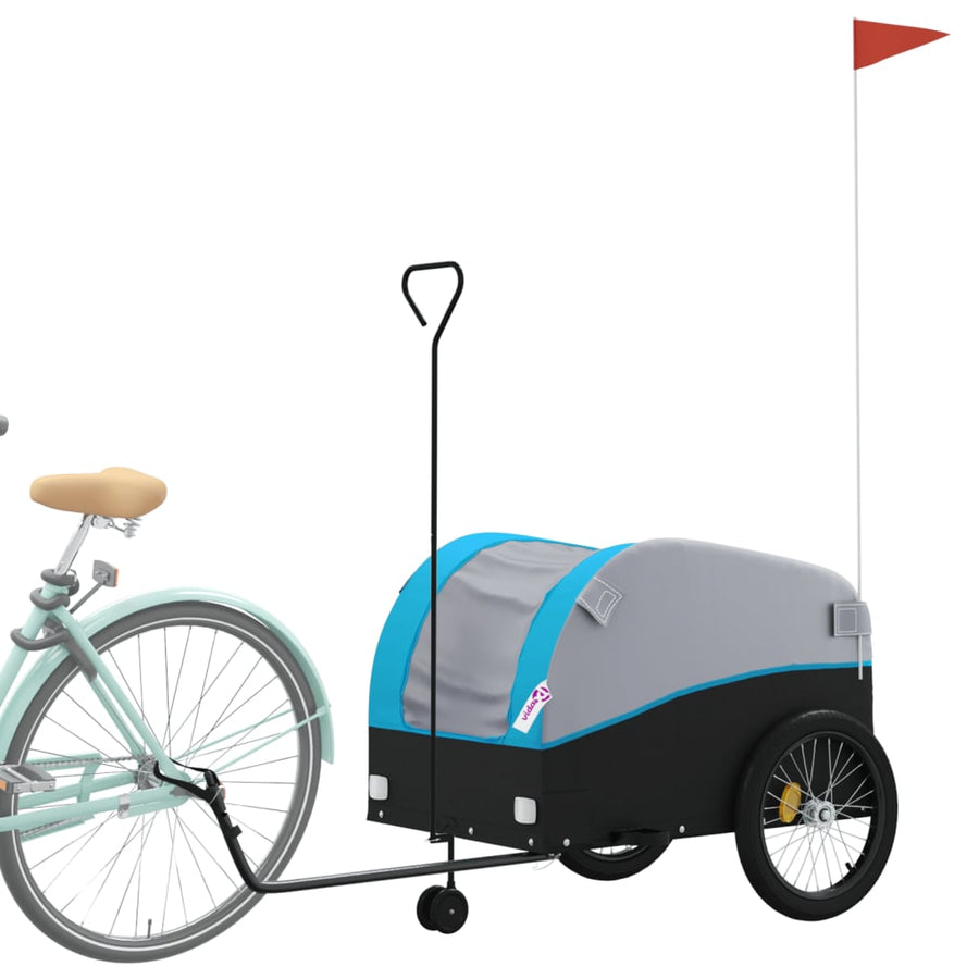 Fietstrailer 45 kg ijzer zwart en blauw