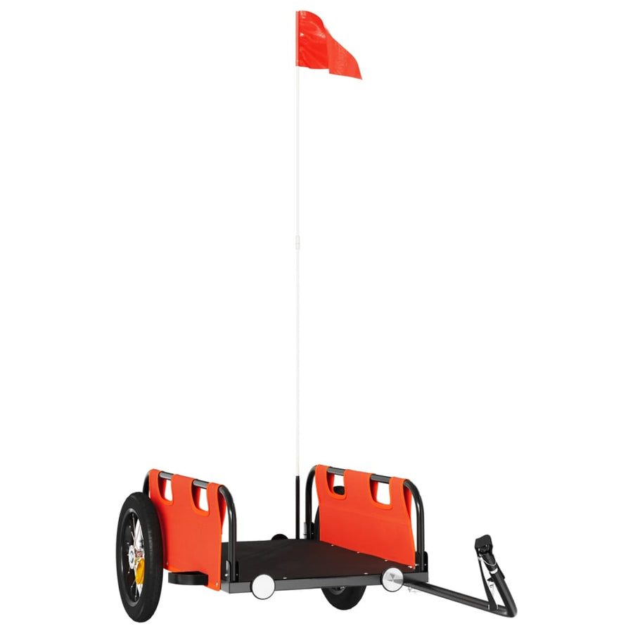 Fietstrailer oxford stof en ijzer oranje 122 x 53 x 33 cm orange