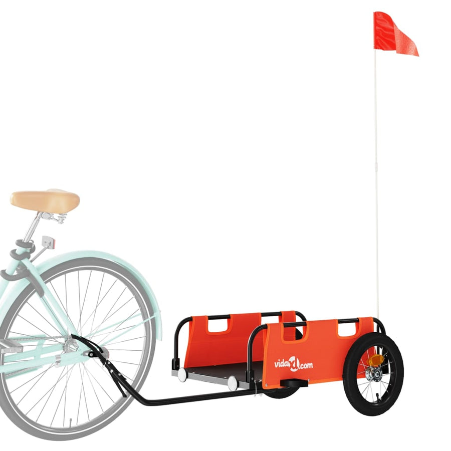 Fietstrailer oxford stof en ijzer oranje 122 x 53 x 33 cm orange