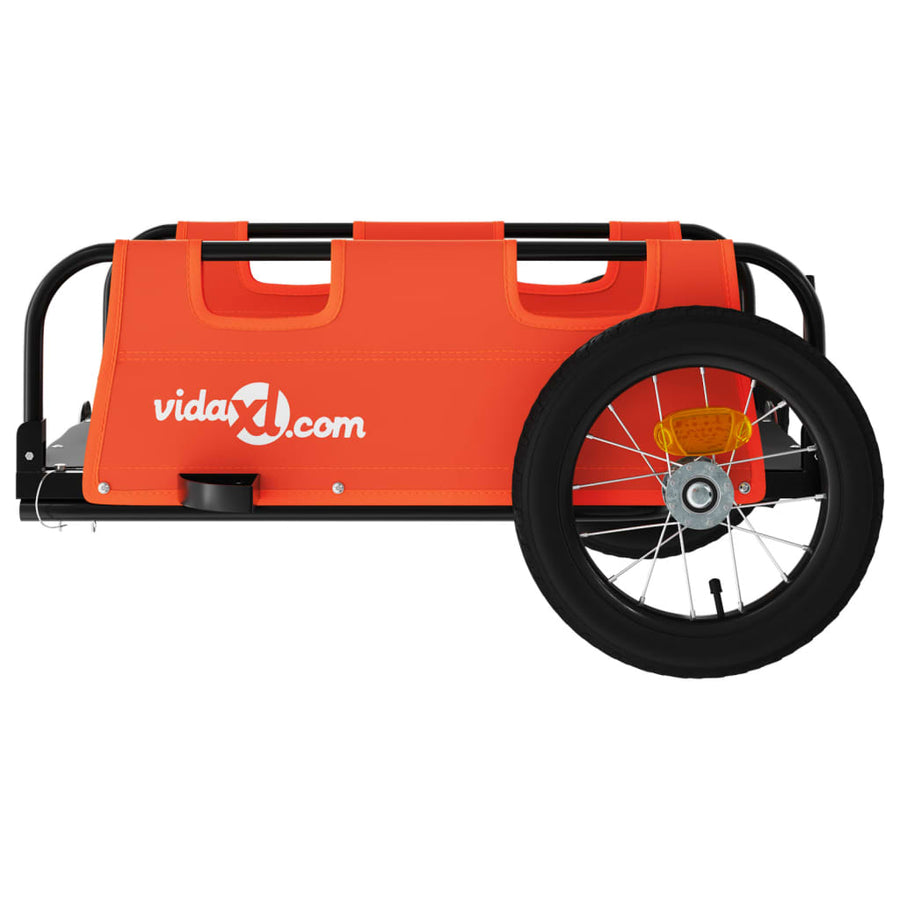 Fietstrailer oxford stof en ijzer oranje 122 x 53 x 33 cm orange