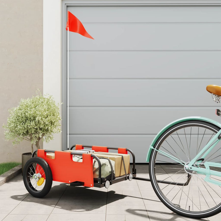 Fietstrailer oxford stof en ijzer oranje 122 x 53 x 33 cm orange