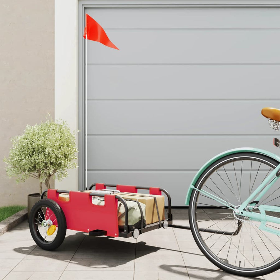 Fietstrailer oxford stof en ijzer rood 122 x 53 x 33 cm Rood
