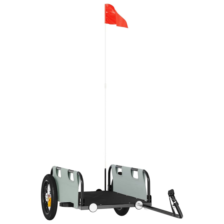 Fietstrailer oxford stof en ijzer grijs 122 x 53 x 33 cm Grijs