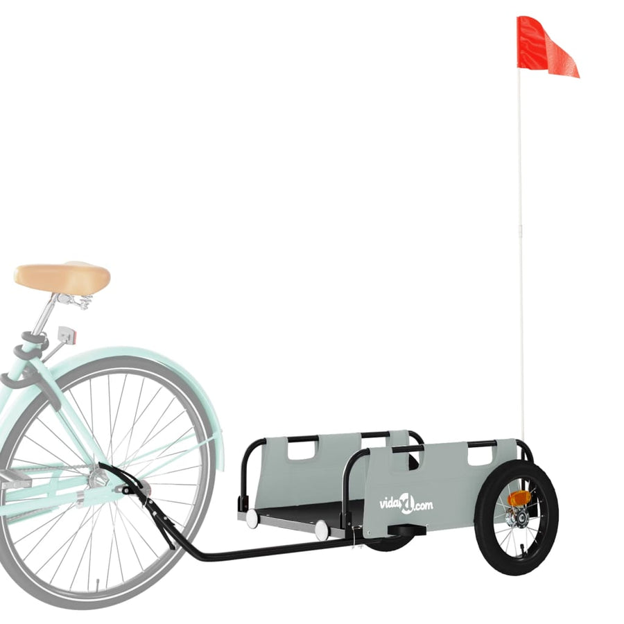Fietstrailer oxford stof en ijzer grijs 122 x 53 x 33 cm Grijs