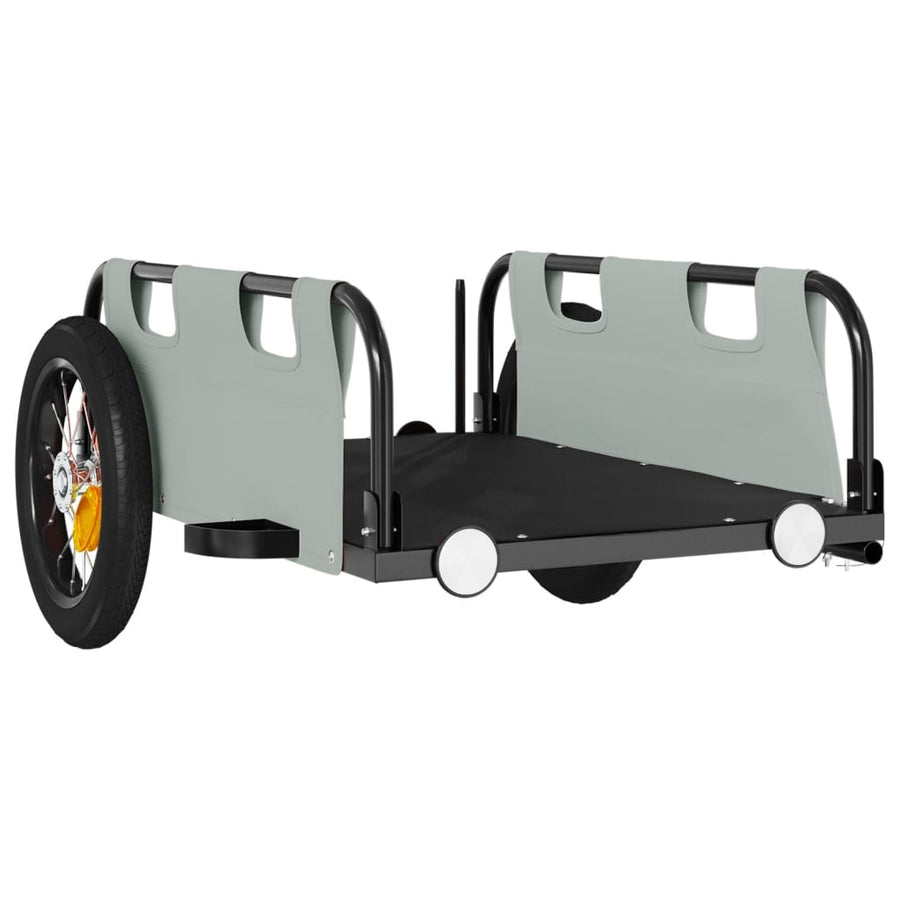 Fietstrailer oxford stof en ijzer grijs 122 x 53 x 33 cm Grijs