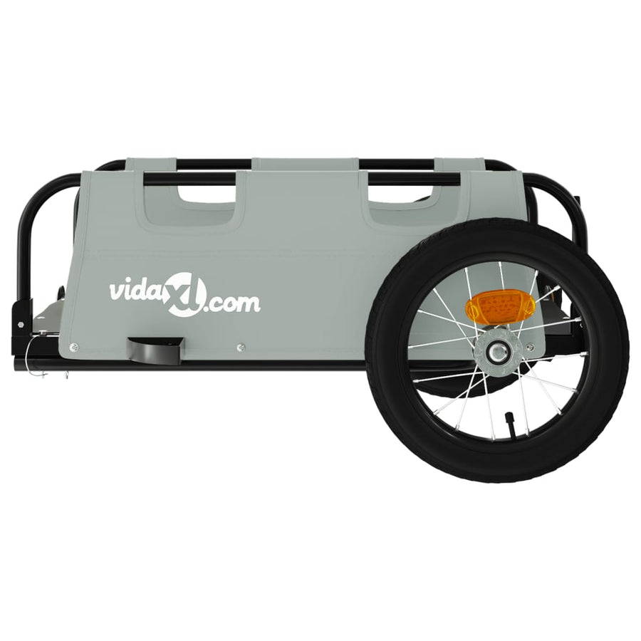 Fietstrailer oxford stof en ijzer grijs 122 x 53 x 33 cm Grijs