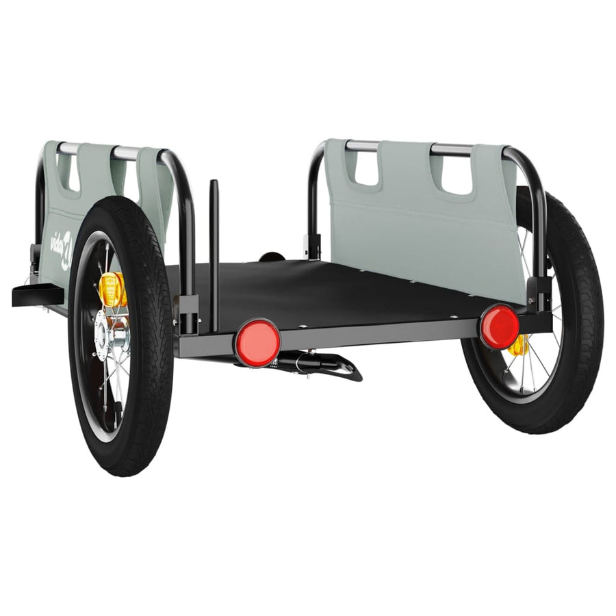 Fietstrailer oxford stof en ijzer grijs 122 x 53 x 33 cm Grijs