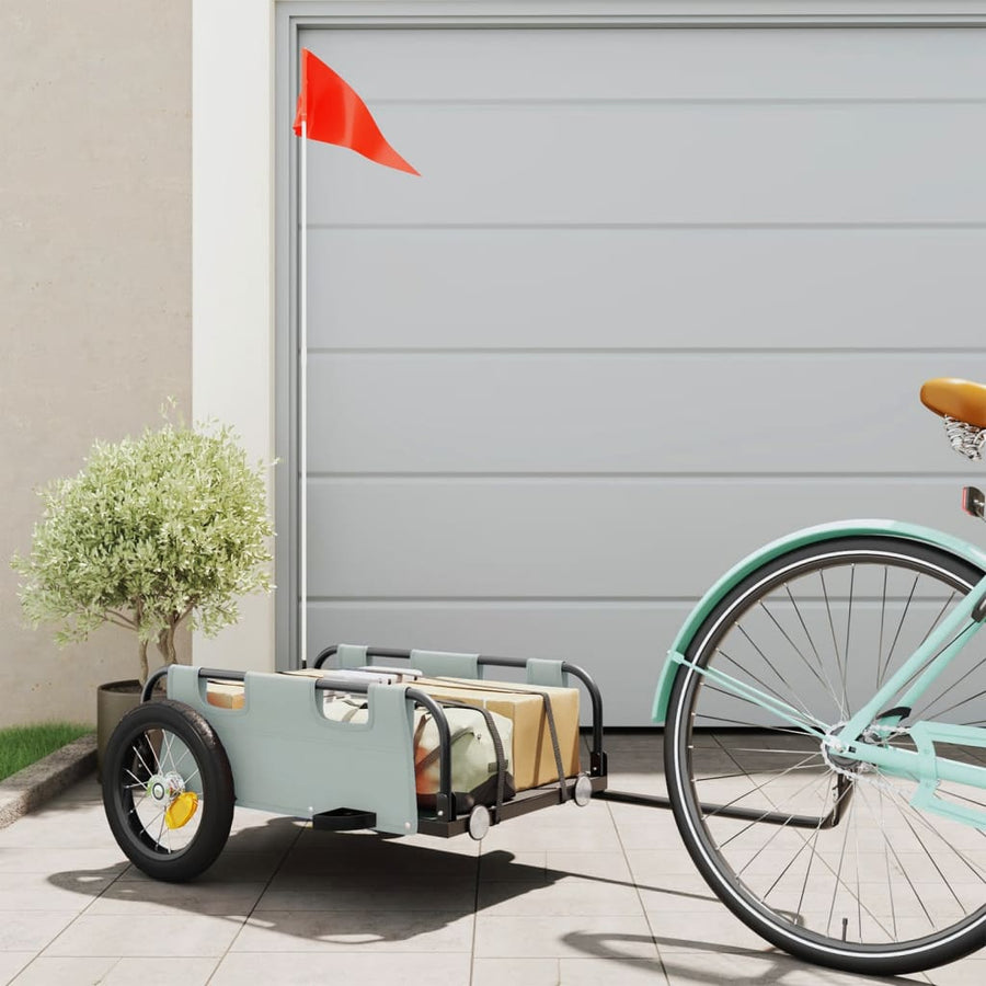 Fietstrailer oxford stof en ijzer grijs 122 x 53 x 33 cm Grijs