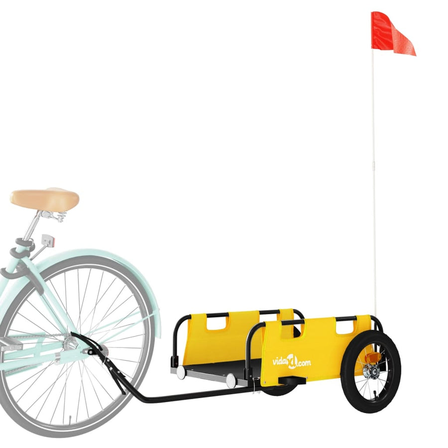 Fietstrailer oxford stof en ijzer geel 122 x 53 x 33 cm Geel