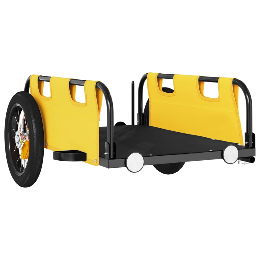 Fietstrailer oxford stof en ijzer geel 122 x 53 x 33 cm Geel