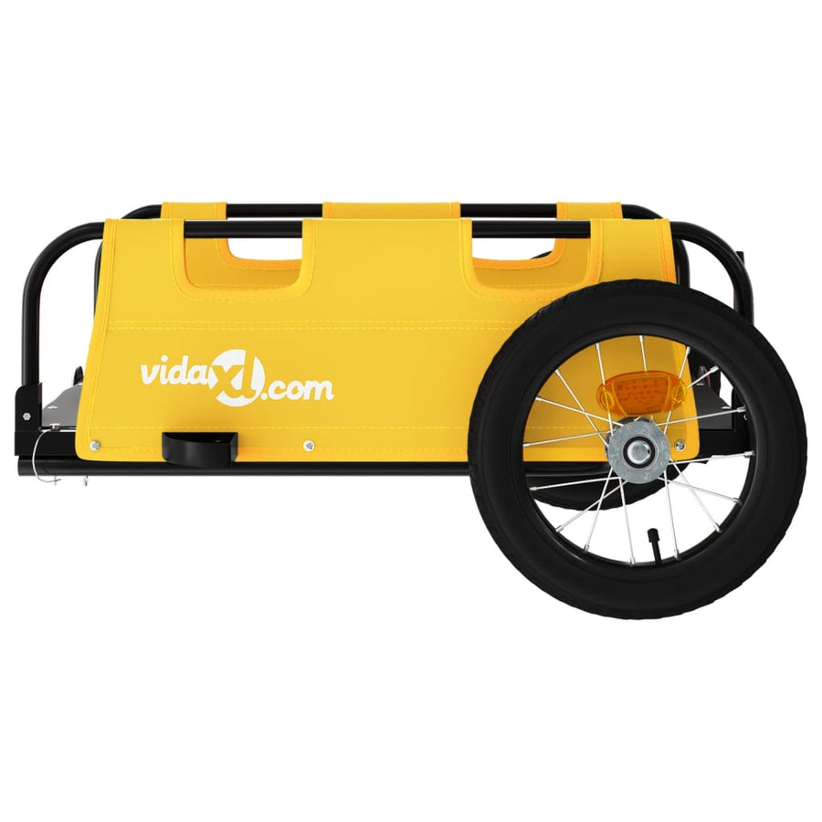 Fietstrailer oxford stof en ijzer geel 122 x 53 x 33 cm Geel