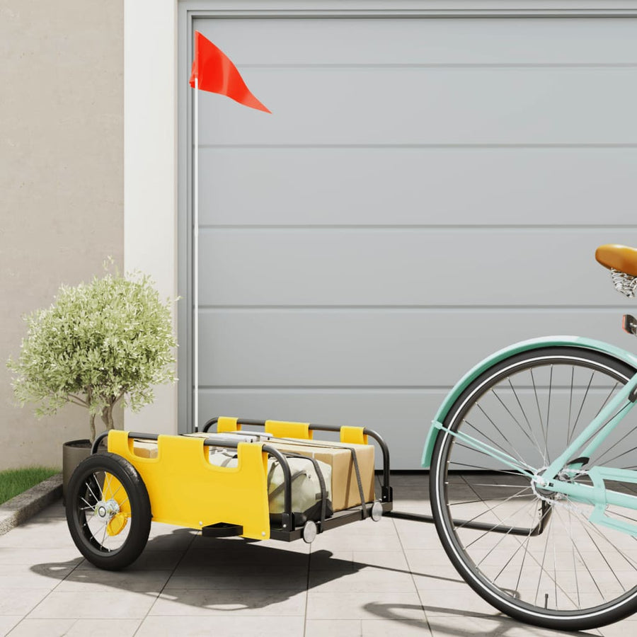 Fietstrailer oxford stof en ijzer geel 122 x 53 x 33 cm Geel