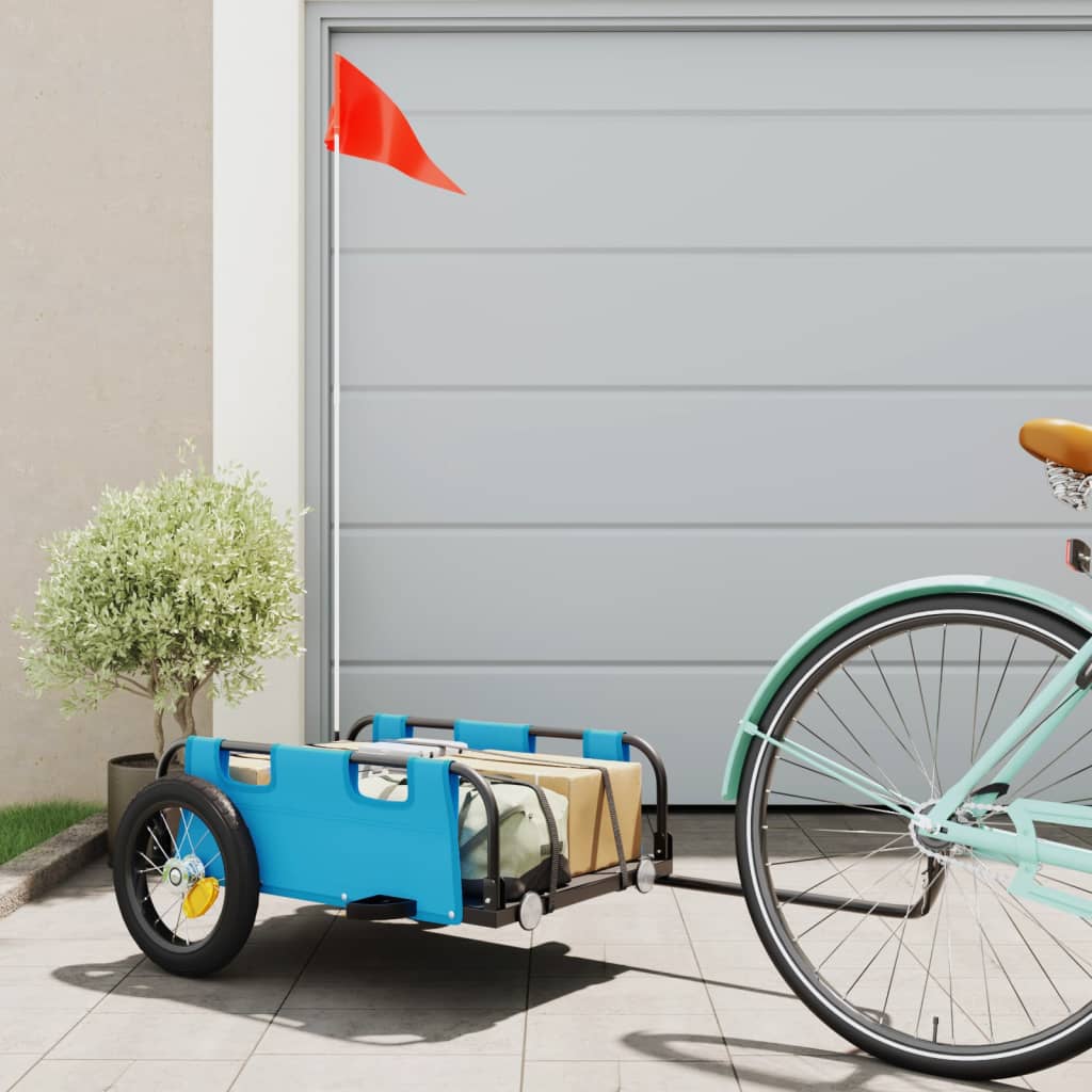 Fietstrailer oxford stof en ijzer blauw 122 x 53 x 33 cm Blauw