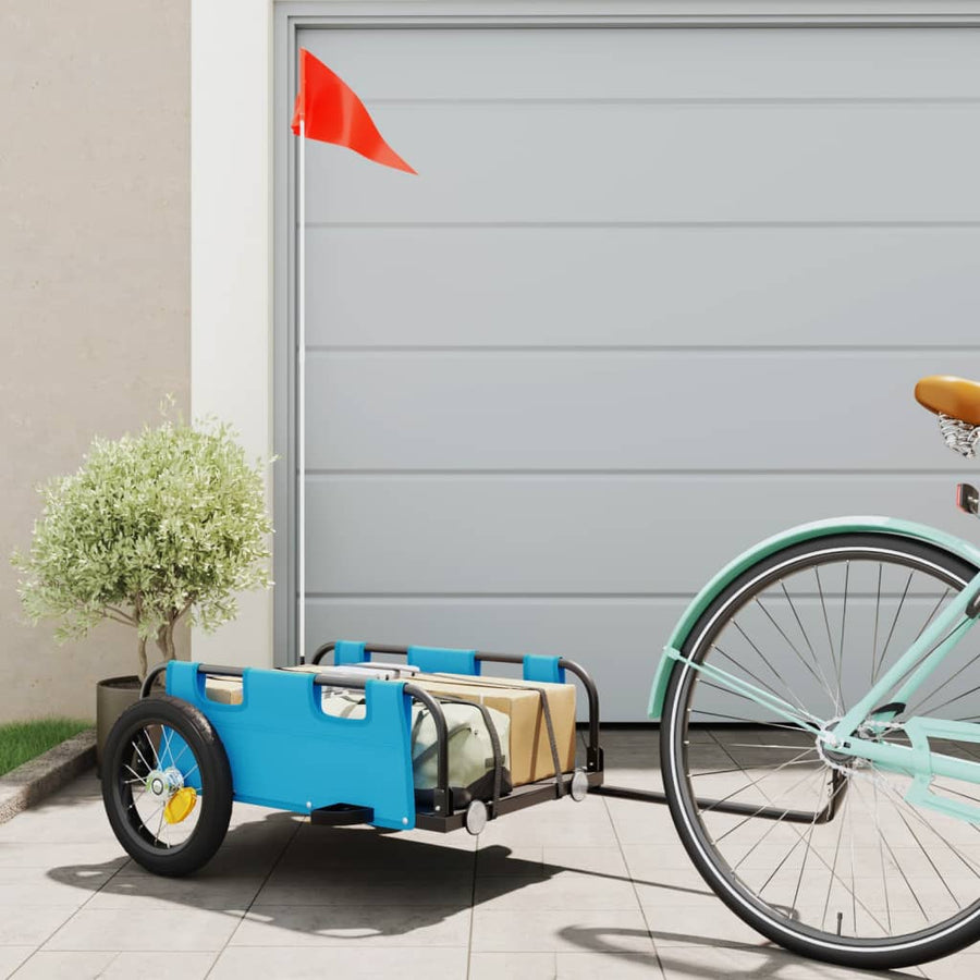 Fietstrailer oxford stof en ijzer blauw 122 x 53 x 33 cm Blauw