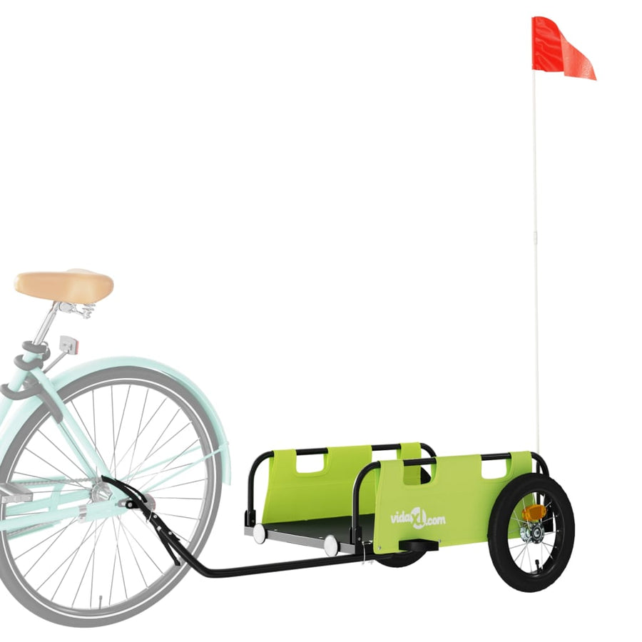 Fietstrailer oxford stof en ijzer groen 122 x 53 x 33 cm Groen