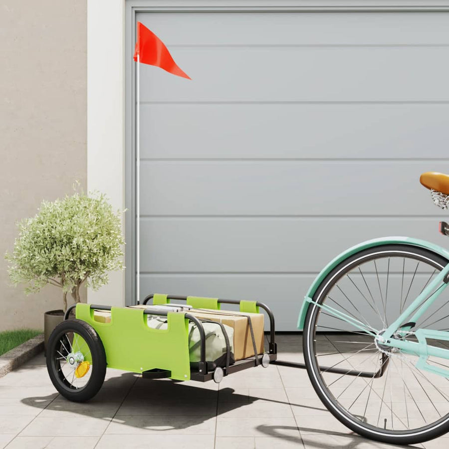 Fietstrailer oxford stof en ijzer groen 122 x 53 x 33 cm Groen