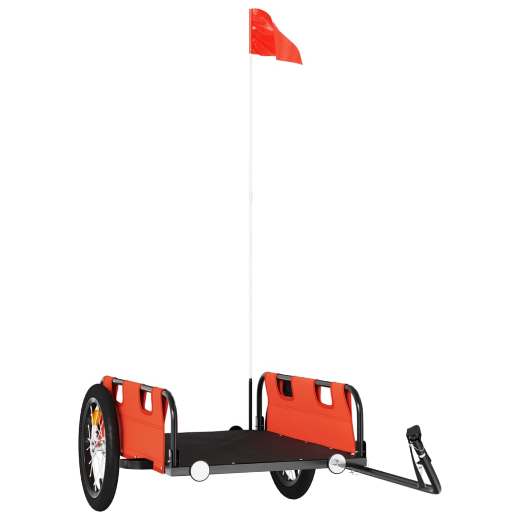 Fietstrailer oxford stof en ijzer oranje 126 x 63 x 36 cm orange