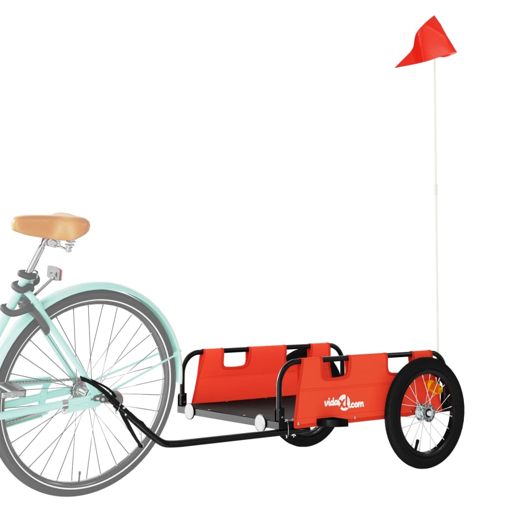 Fietstrailer oxford stof en ijzer oranje 126 x 63 x 36 cm orange