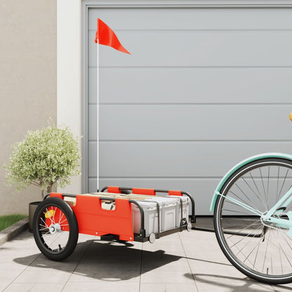 Fietstrailer oxford stof en ijzer oranje 126 x 63 x 36 cm orange