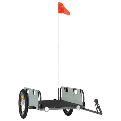 Fietstrailer oxford stof en ijzer grijs 126 x 63 x 36 cm Grijs